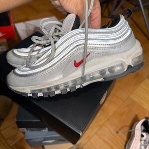 Nike Air Max 97  Big kids sz 4 Silver with Red Swoosh